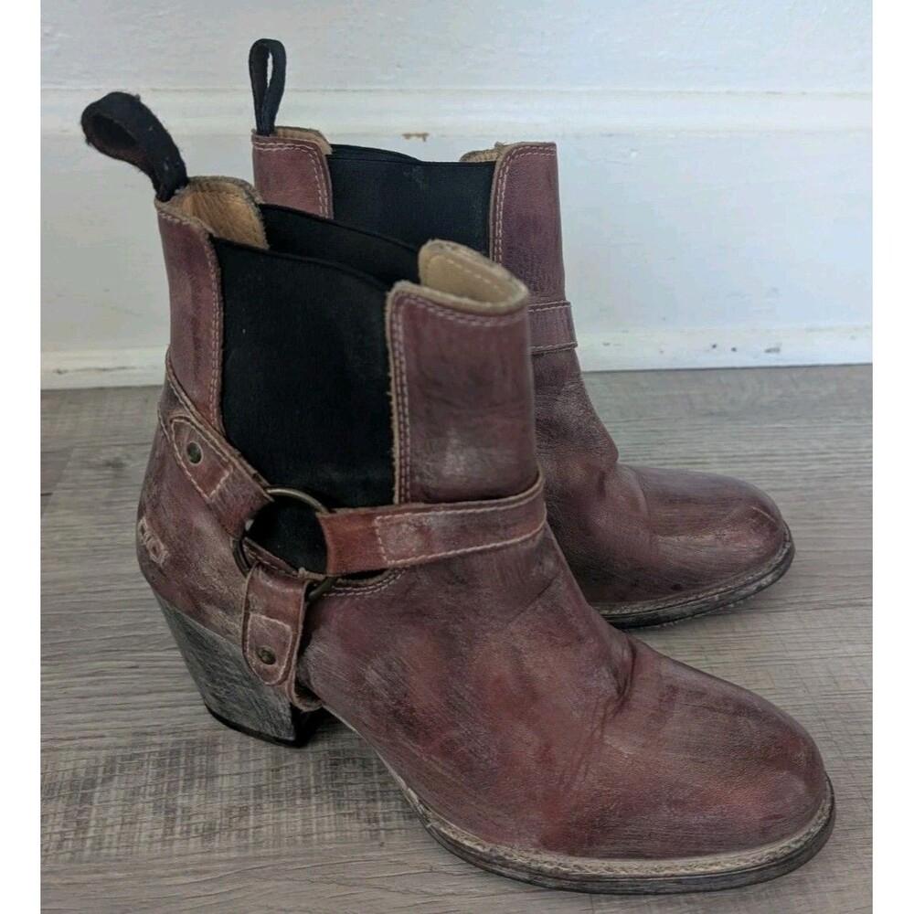 Bed Stu Women's Liberate Harness Boots Sz 10 Dark Scarlett Rustic Cobbler Series